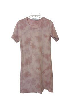 Denim & Co Pink TieDye Short Sleeve T-Shirt Dress XXS Soft French Terry #I-12